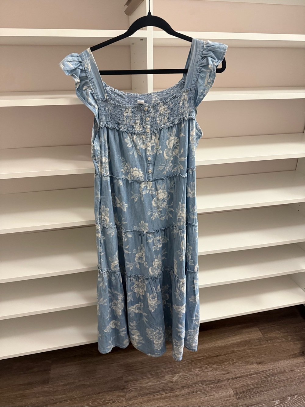 Old Navy tiered maxi dress in chambray floral
